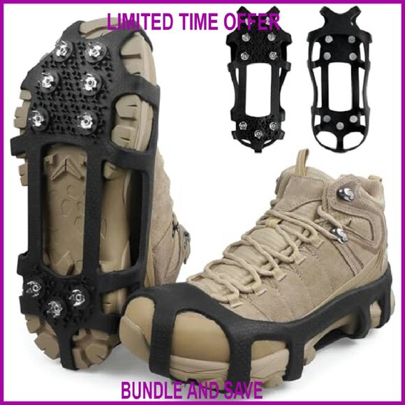 Ice Cleats Snow Grips Traction Spikes Stretchable Rubber Overshoes - Picture 2 of 8